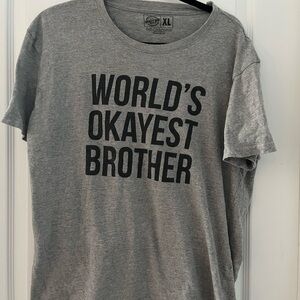 Crazy Dog T-Shirts Gray 'World's Okayest Brother' Tee